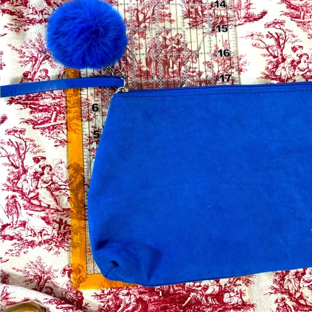 Lancome Cosmetic / Clutch Bag & Puffball keychain in 2026’s Primary Klein Blue!